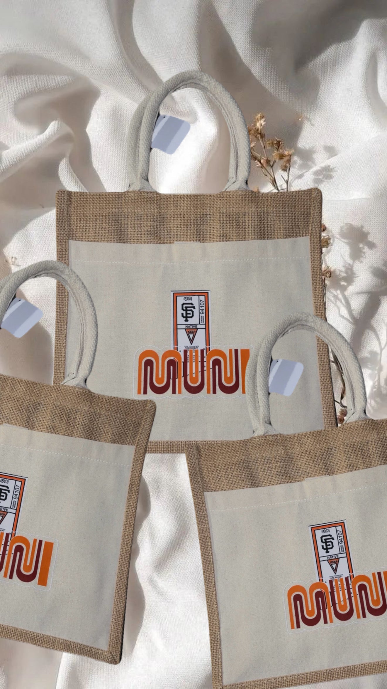 SF Muni Straw Tote Bags